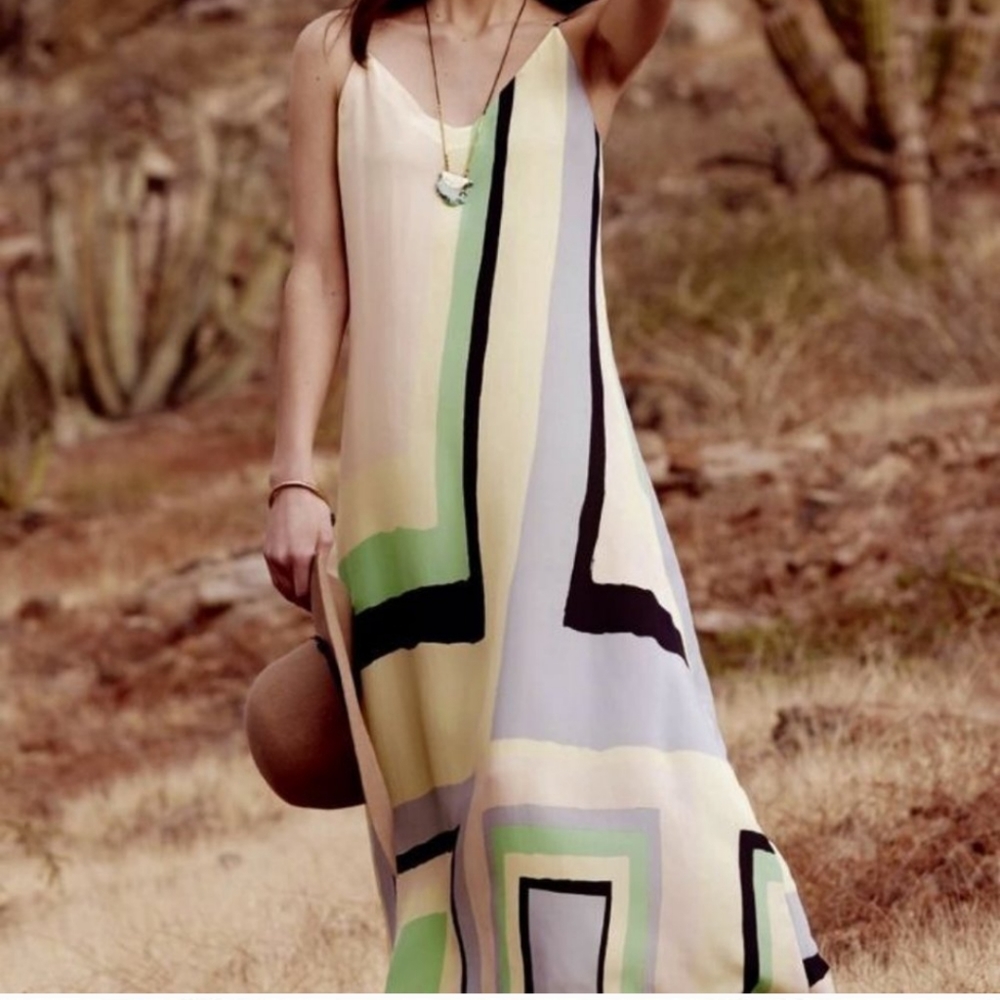 Maeve Anthropologie Color Block Sleeveless Maxi Dress Size Medium